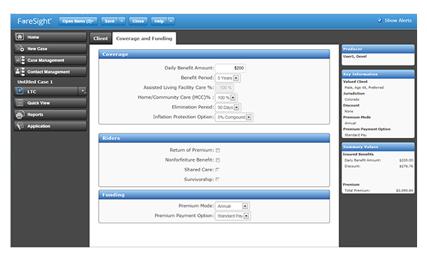 ForeSight Illustration software support all Long Term Care insurance illustration needs