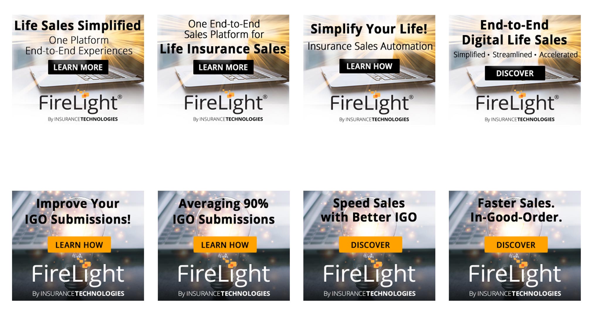 FireLight Insurance Sales Software digital ad samples