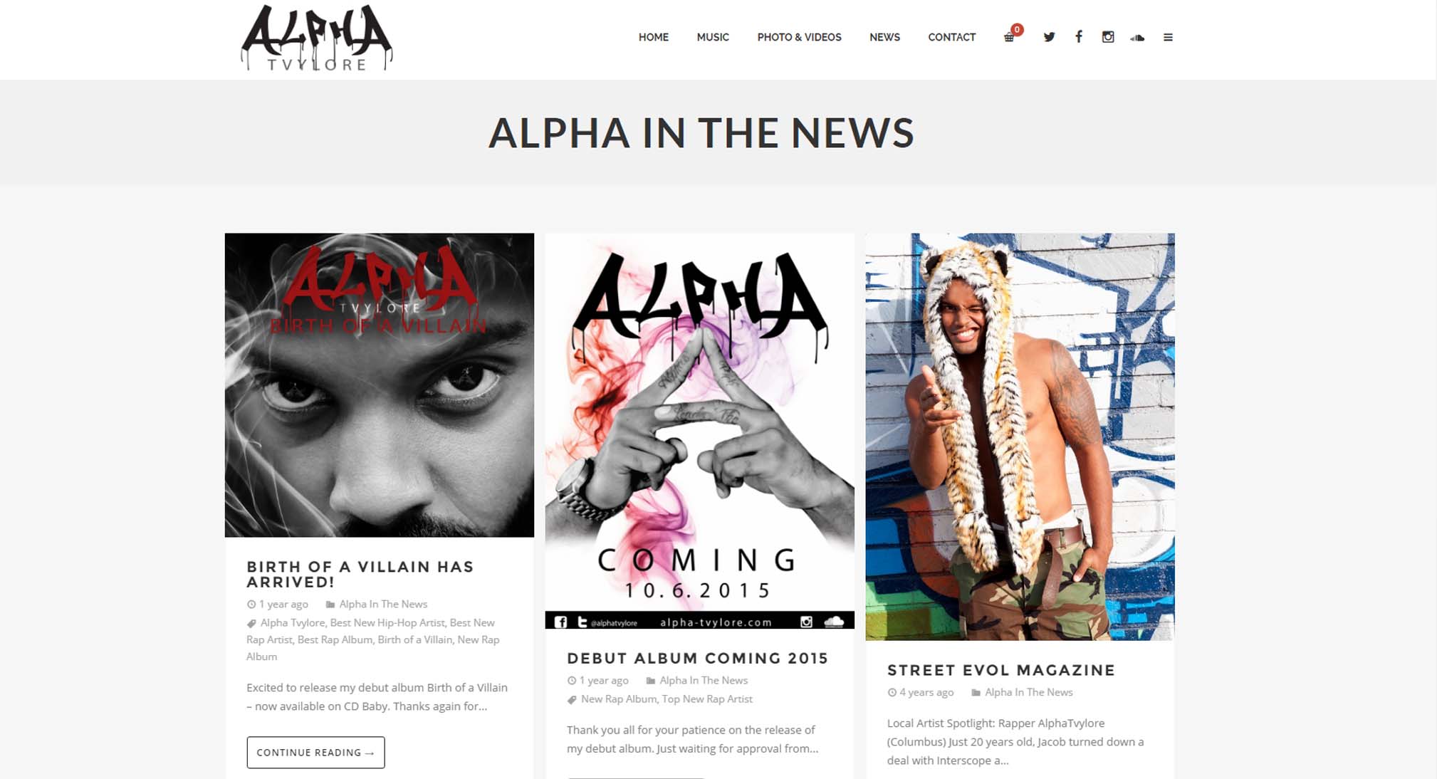 Alpha Tvylore website design and development blog page