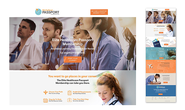 Elite Healthcare website landing page design and development