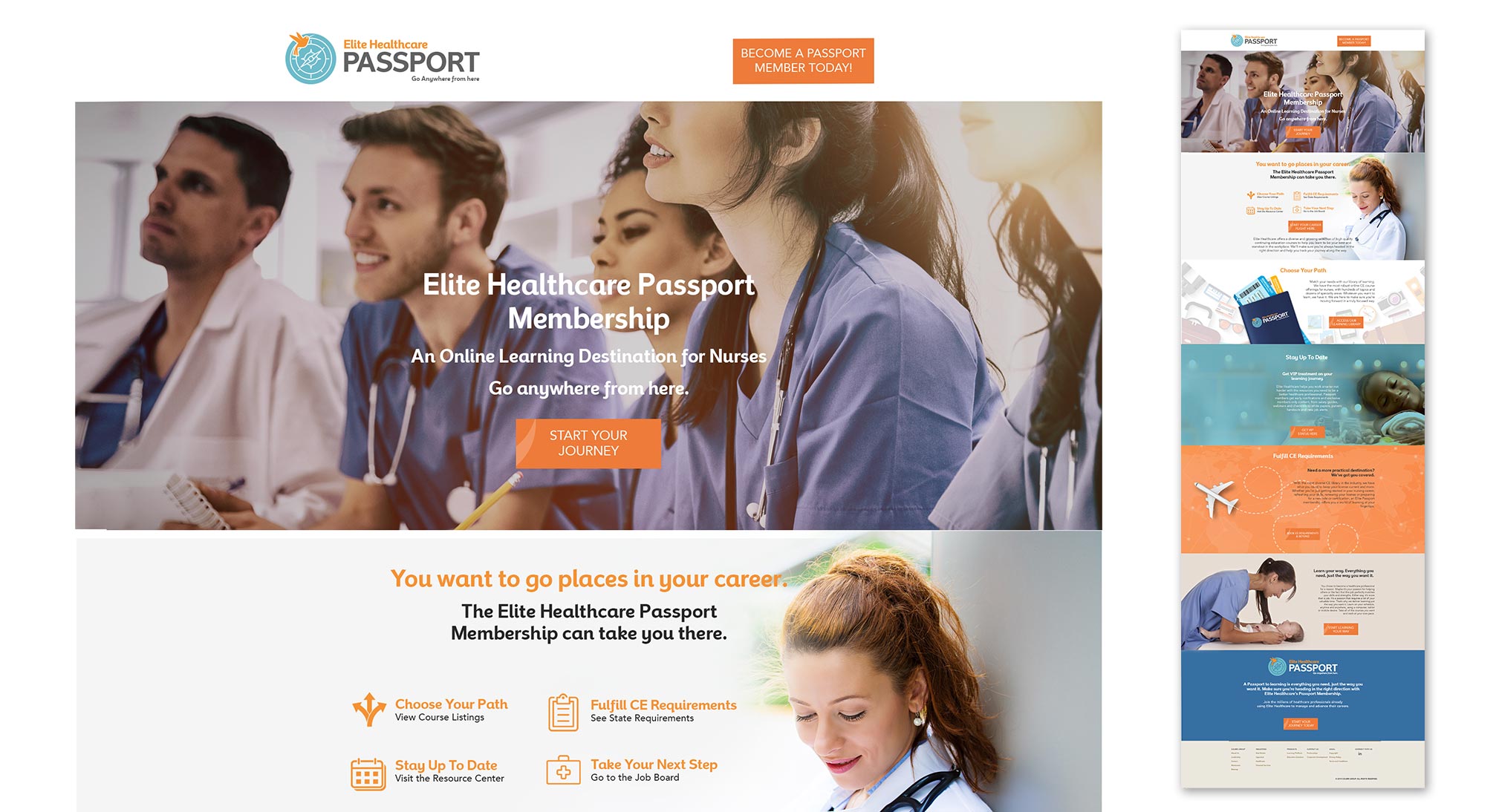 Elite Healthcare website landing page design and development