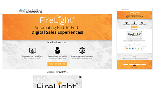 FireLight Sales Platform website landing page design and development