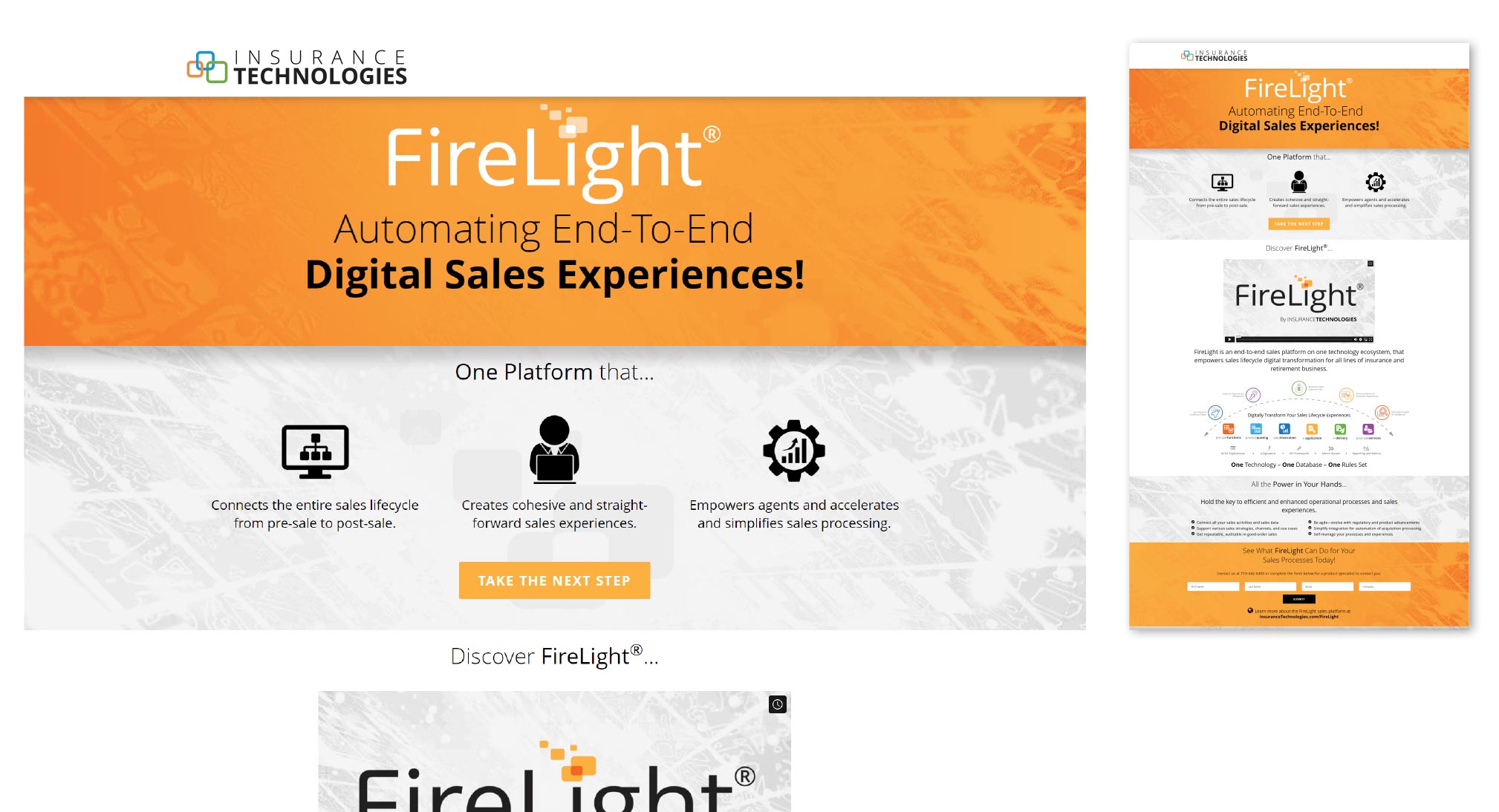 Firelight Sales Platform website landing page design and development