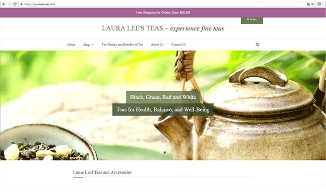 Laura Lees Teas eCommerce Web design and development