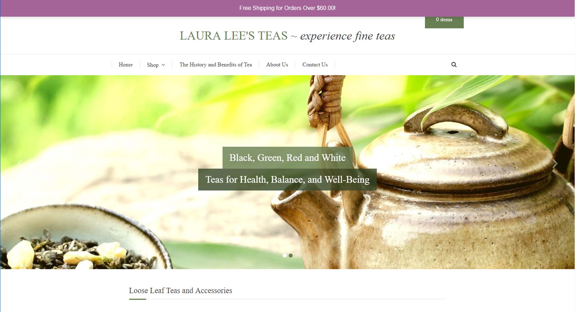 Laura Lees Teas eCommerce website design and development home page
