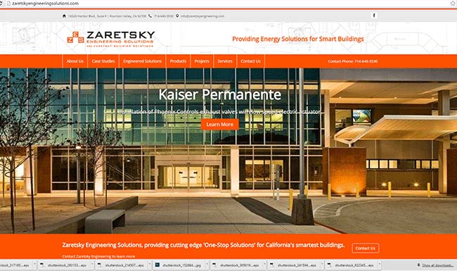 Zaretsky Engineering website design and development