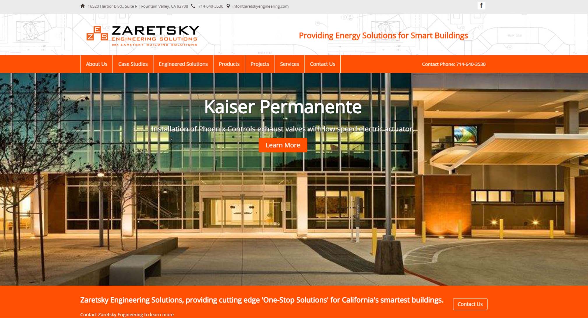 Zaretsky Engineering website design and development home page