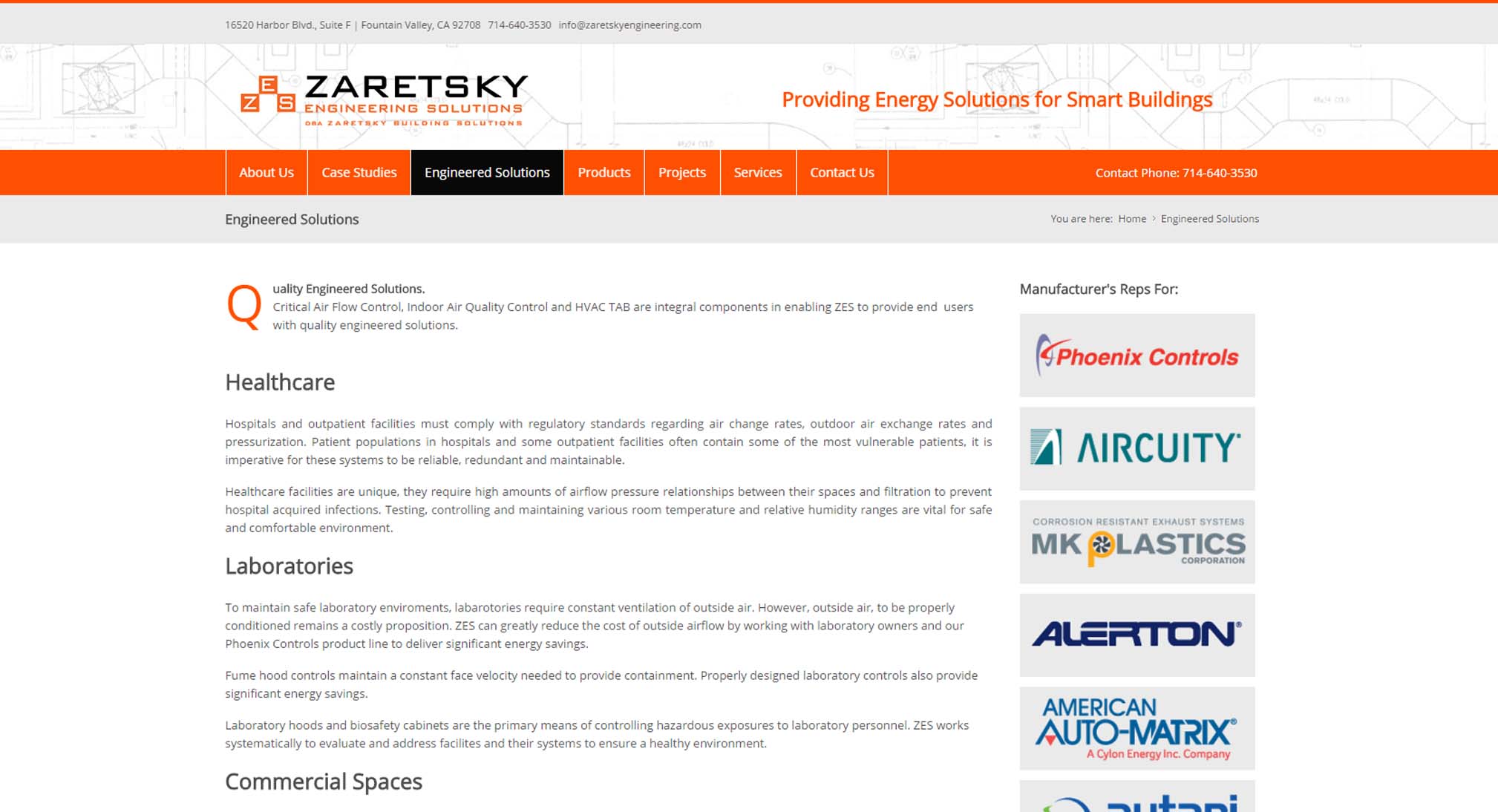 Zaretsky Engineering website design and development ecommerce page