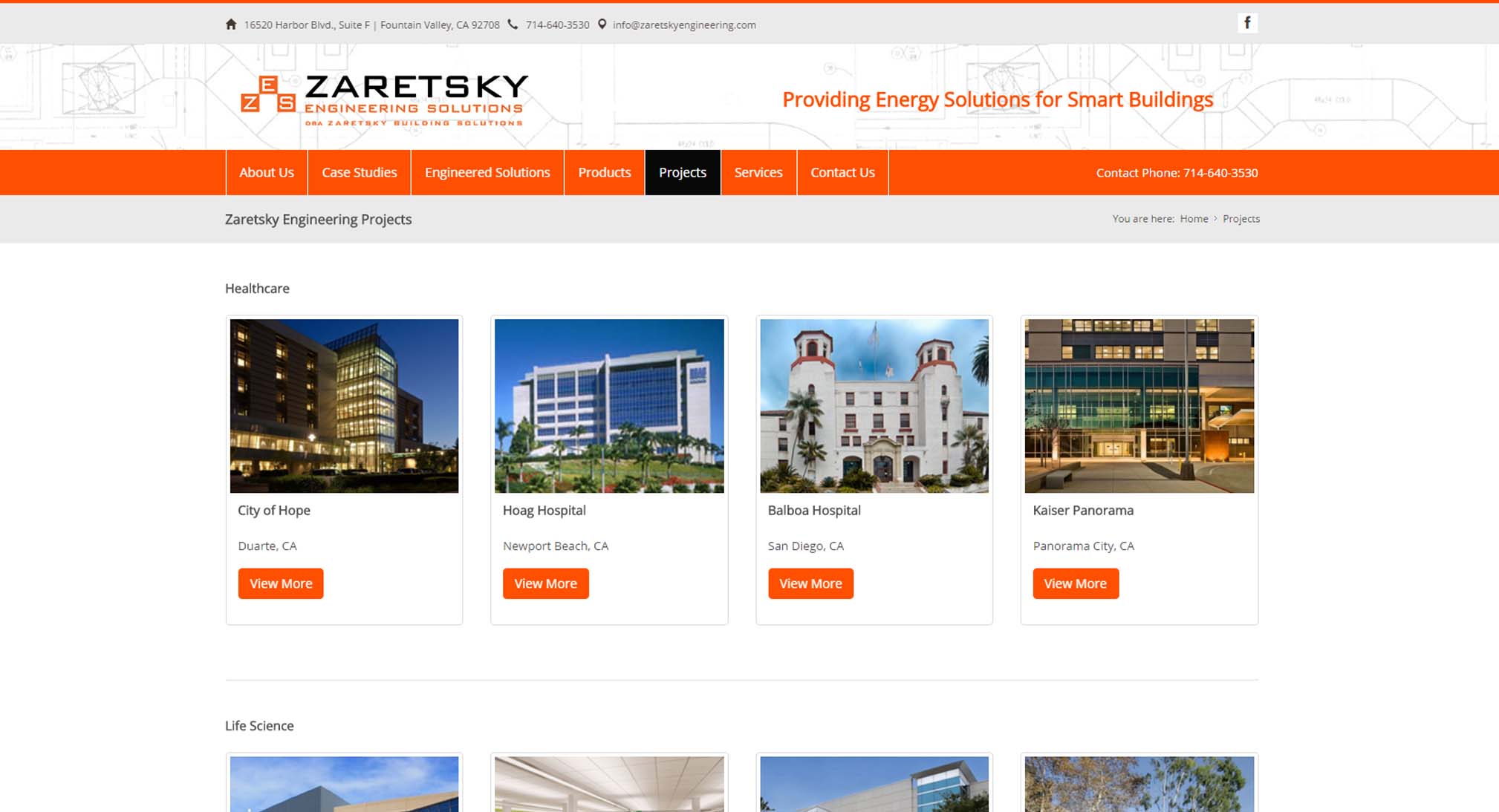 Zaretsky Engineering website design and development blog page