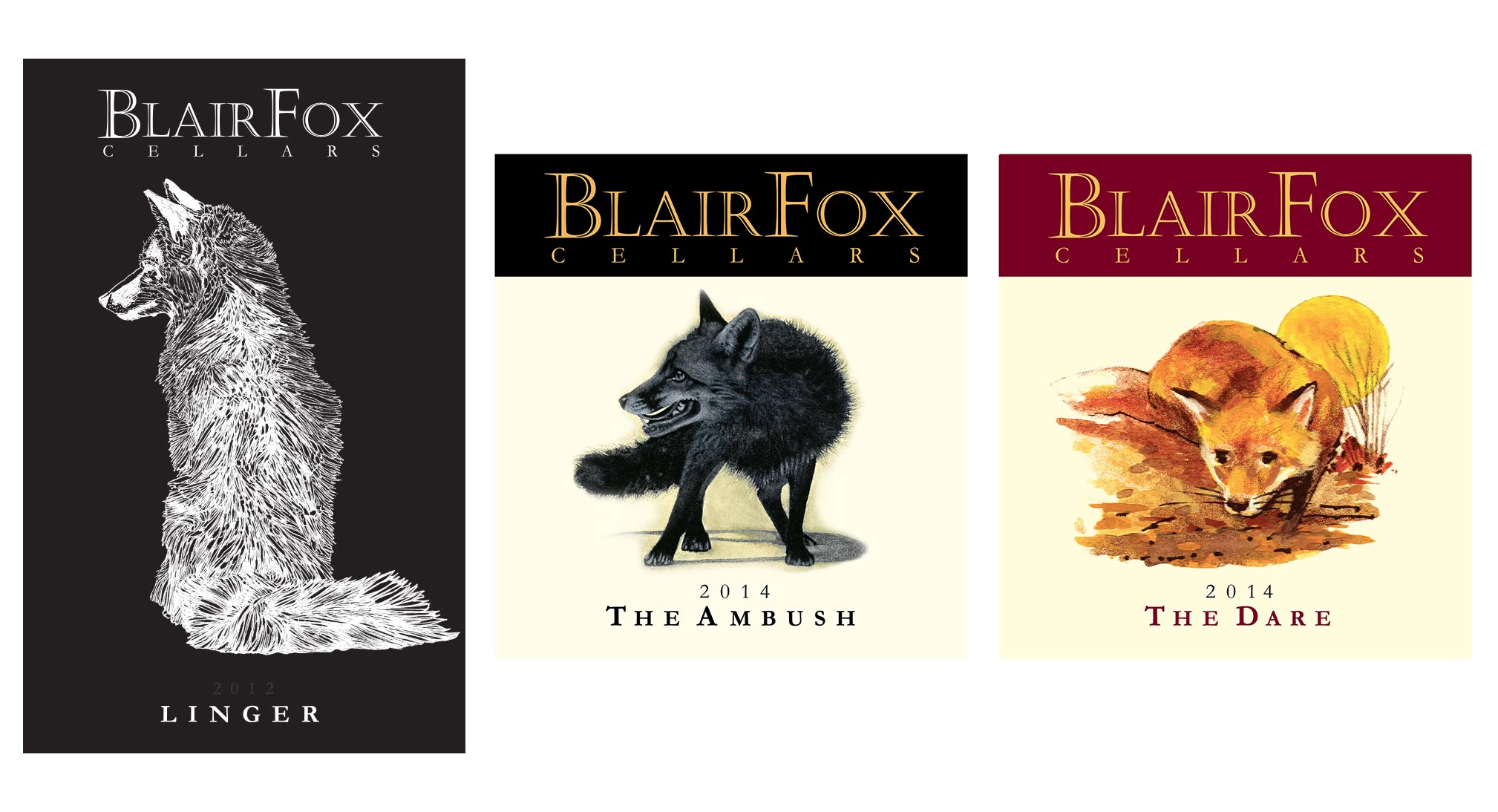 Blair Fox Cellars wine label designs classics