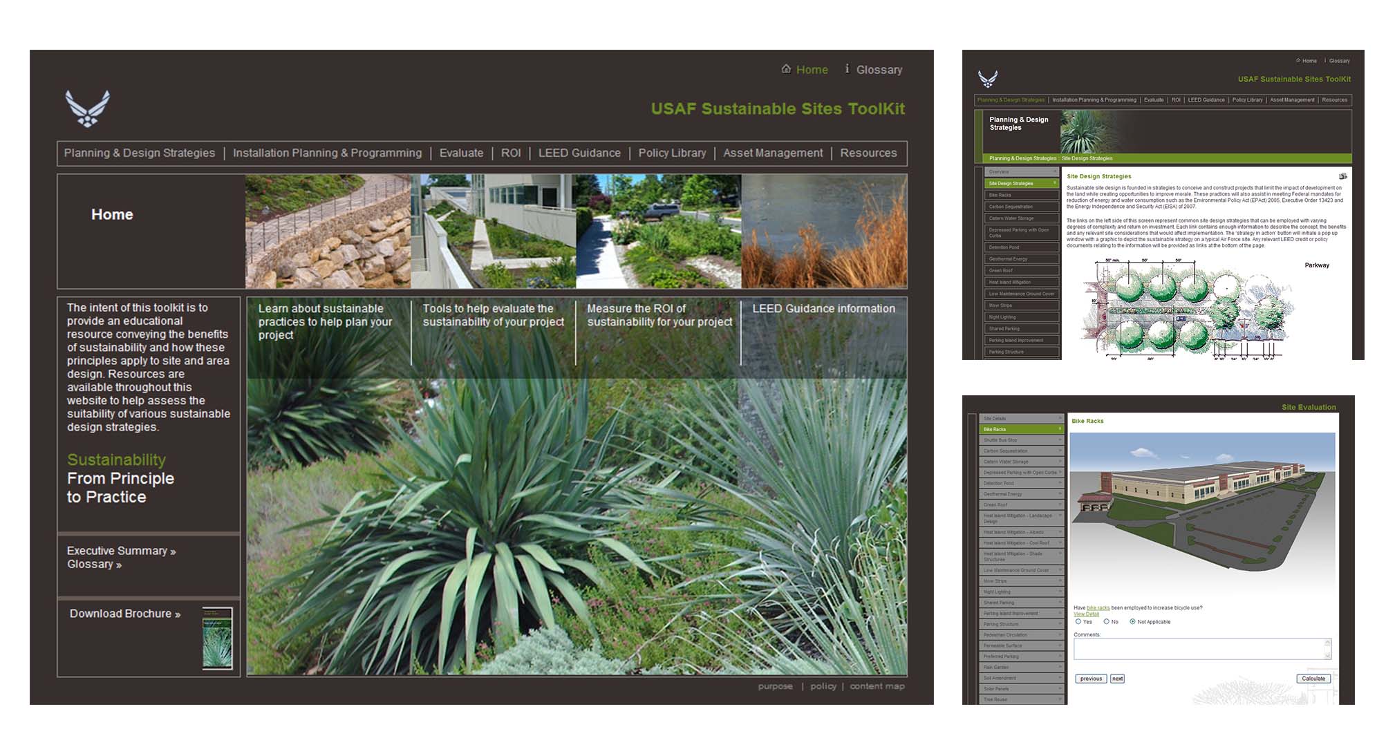 USAF Sustainability toolkit user interface and experience design